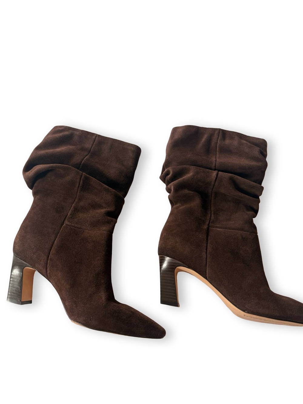 Vince Camuto Dark Brown Suede Slouchy Mid Calf Heel Boots - Picture 3 of 6